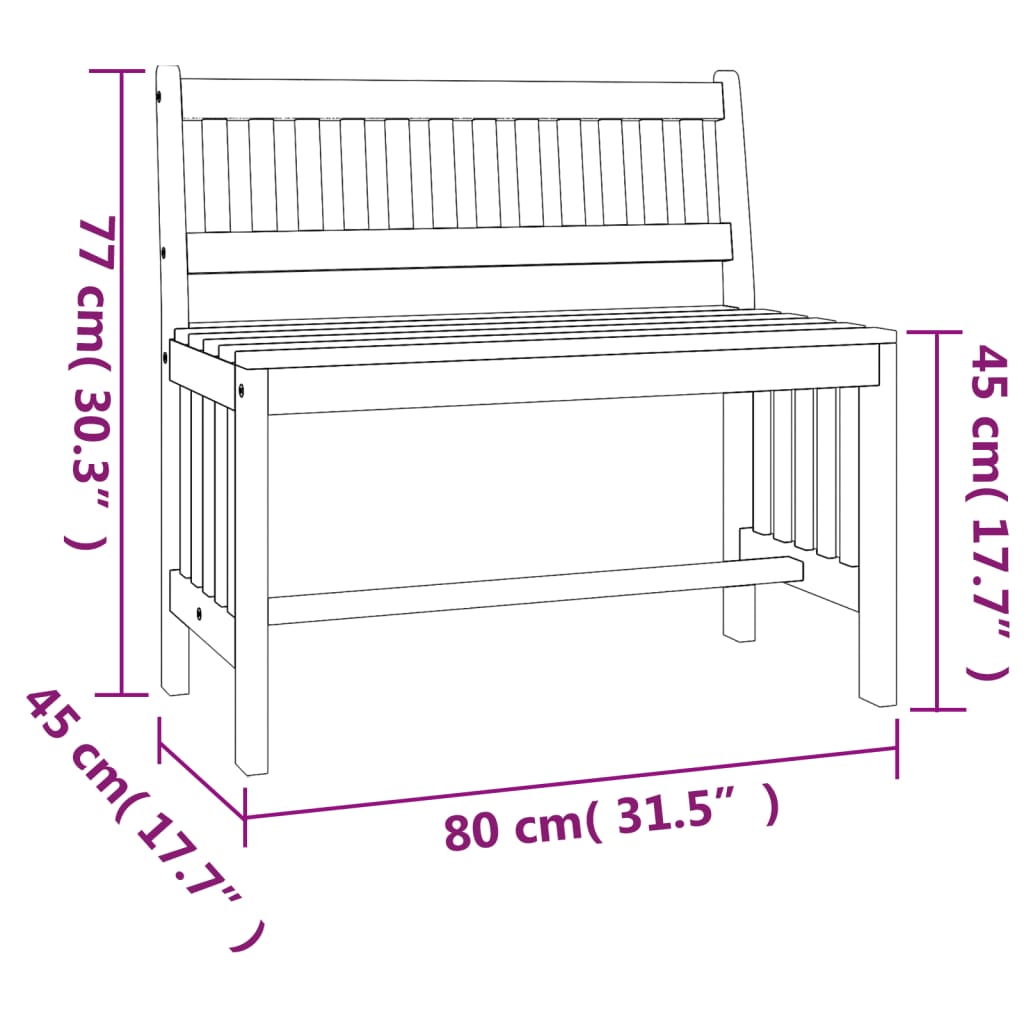 Hagebenk 80 cm heltre eukalyptus