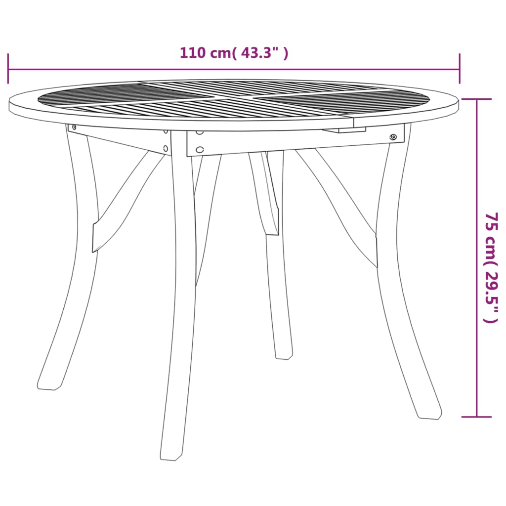 Hagebord Ø 110 cm heltre akasie