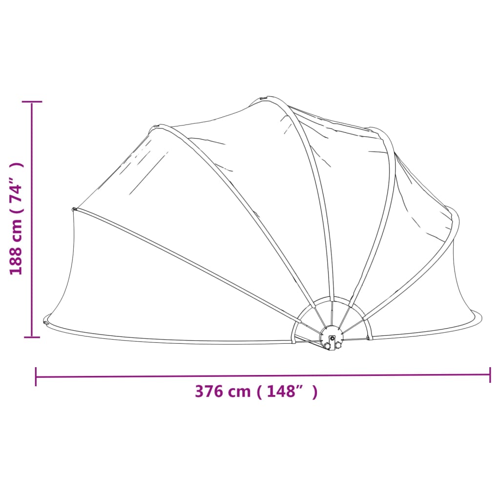 Bassengkuppel rund 376x188 cm PVC