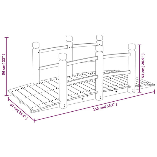 Hagebro med rekkverk 150x67x56cm heltre gran