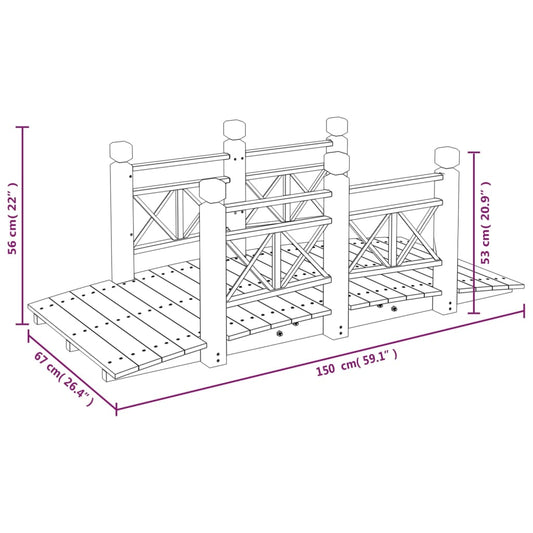 Hagebro med rekkverk 150x67x56cm heltre gran