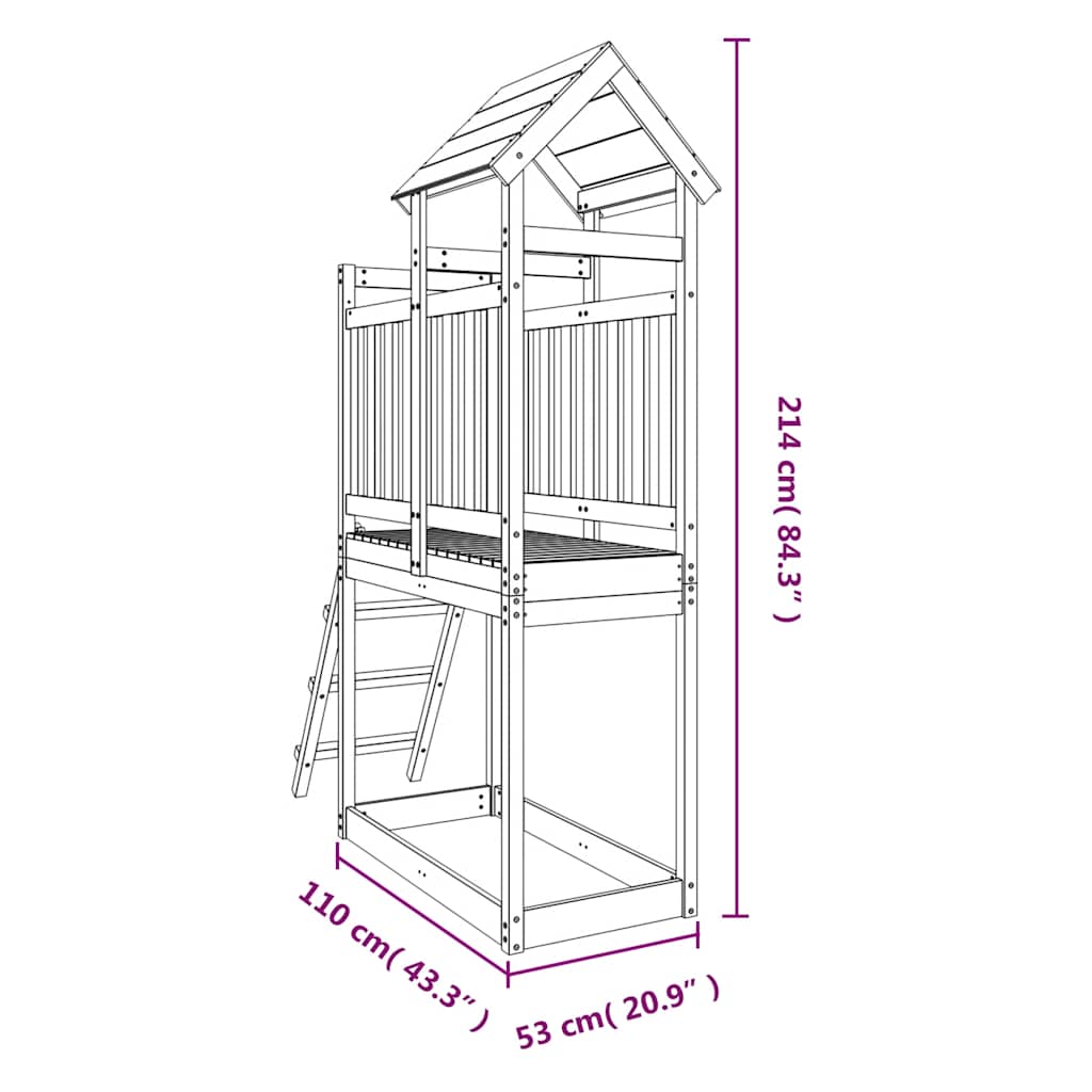Utendørs lekesett 53x110x214 cm impregnert furu