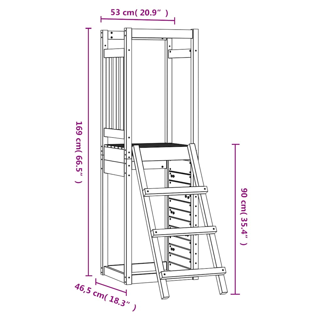 Utendørs lekesett 53x46,5x169 cm heltre douglasgran