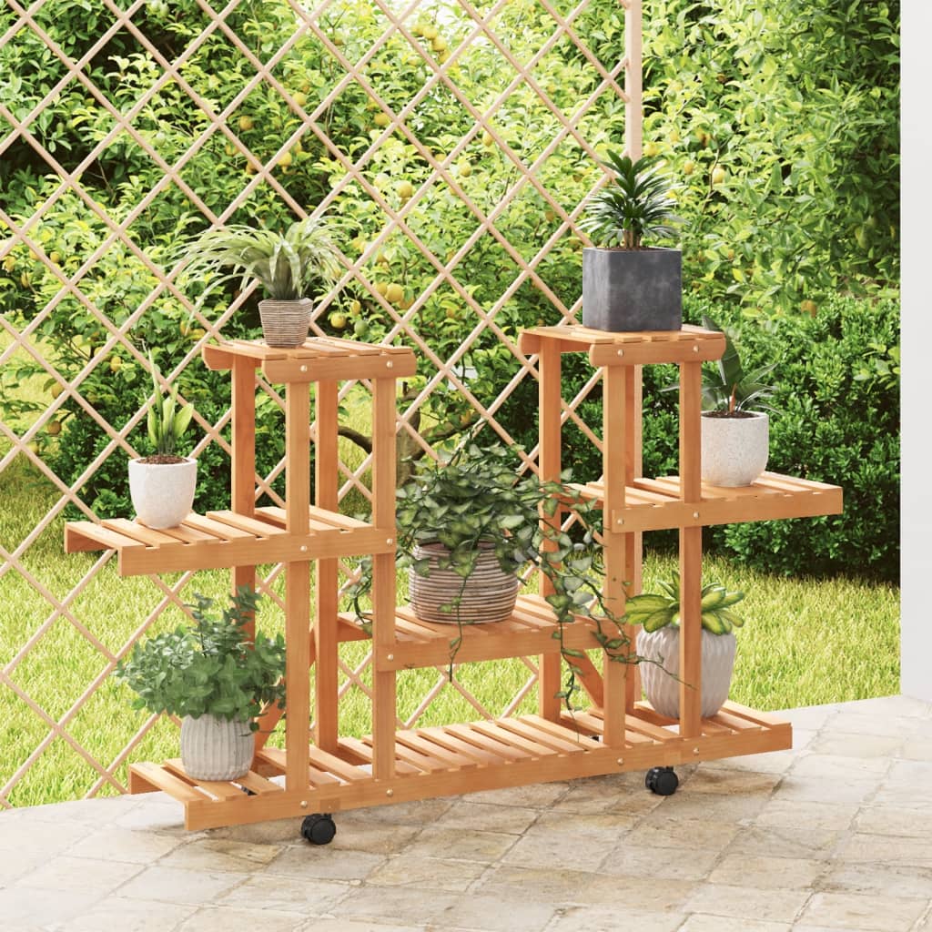 Blomsterstativ med hjul 110x25x78 cm heltre gran