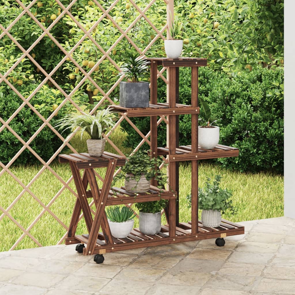 Blomsterstativ med hjul 95x25x101 cm heltre gran