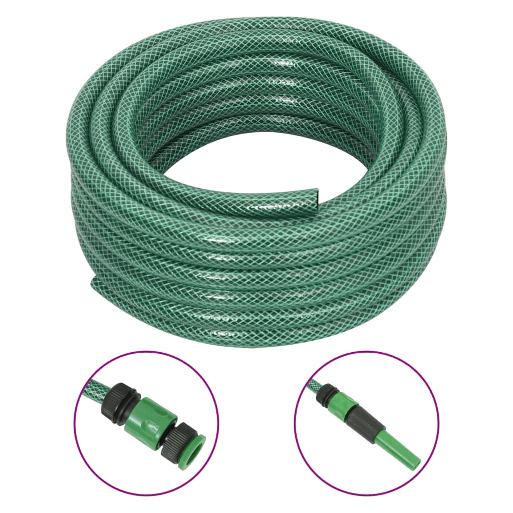 Hageslange med monteringssett grønn 0,5" 20 m PVC vidaXL