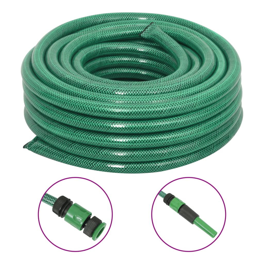Hageslange med monteringssett grønn 0,75" 10 m PVC vidaXL
