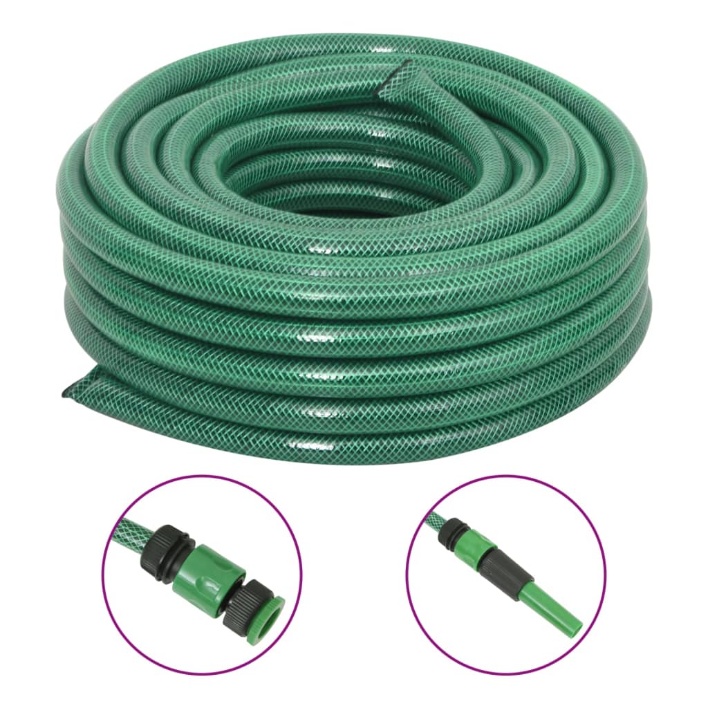 Hageslange med monteringssett grønn 0,75" 20 m PVC vidaXL