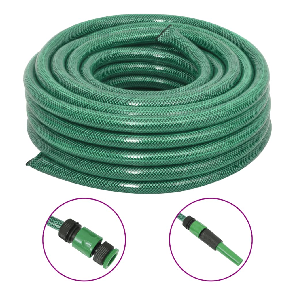 Hageslange med monteringssett grønn 0,75" 100 m PVC vidaXL
