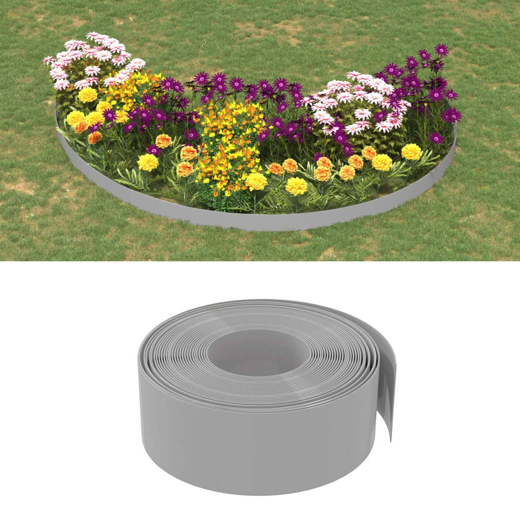 Hagekanter 4 stk grå 10 m 20 cm polyetylen