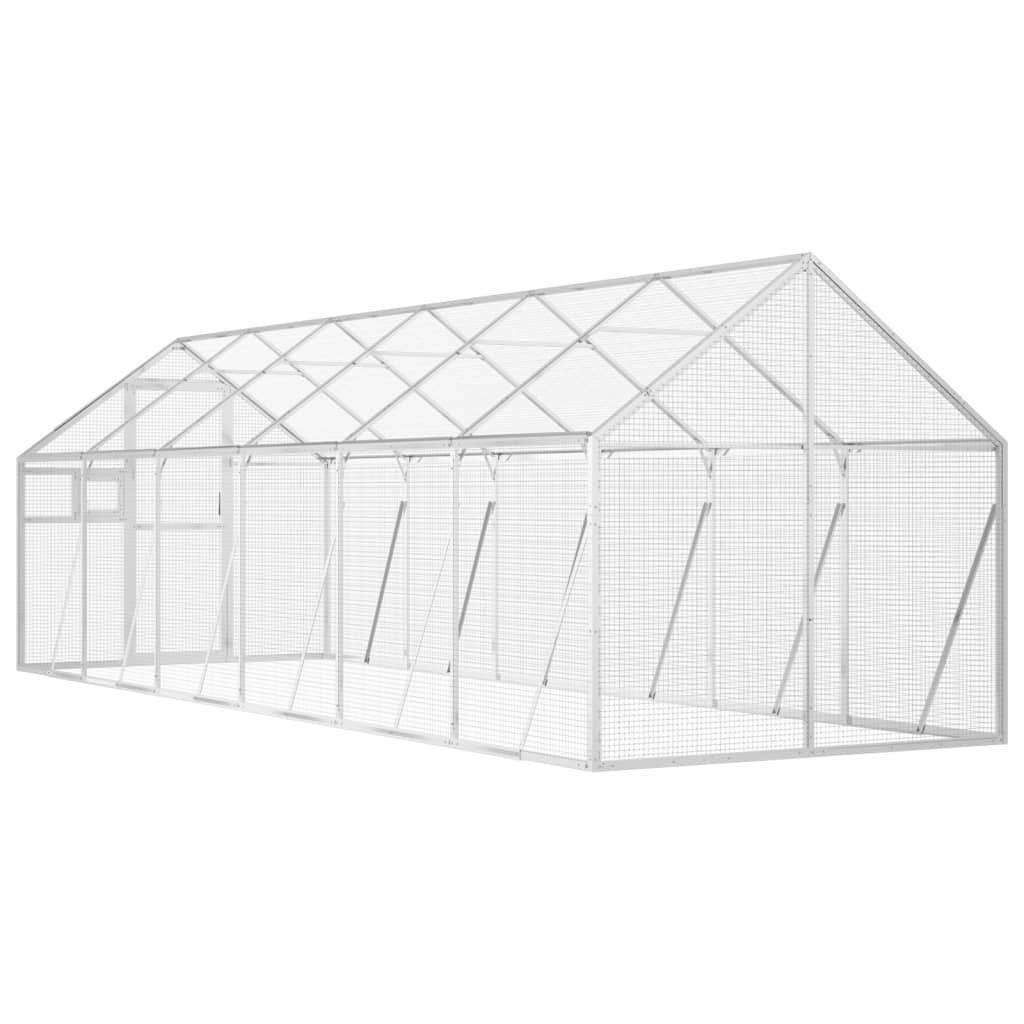 Fuglehus sølv 1,79x6x1,85 m aluminium