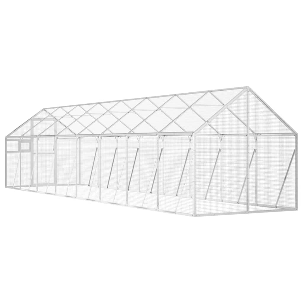 Fuglehus sølv 1,79x8x1,85 m aluminium