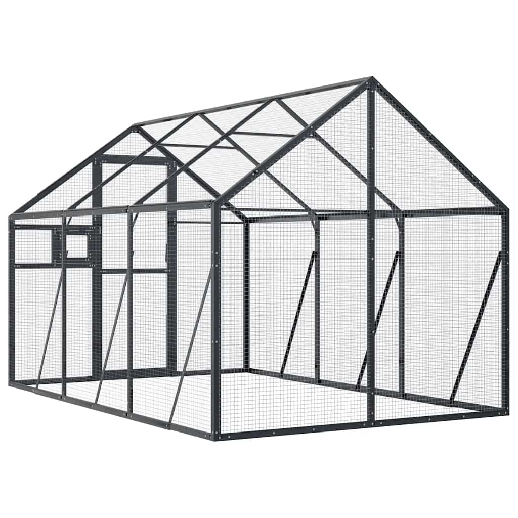 Fuglehus antrasitt 1,79x3x1,85 m aluminium