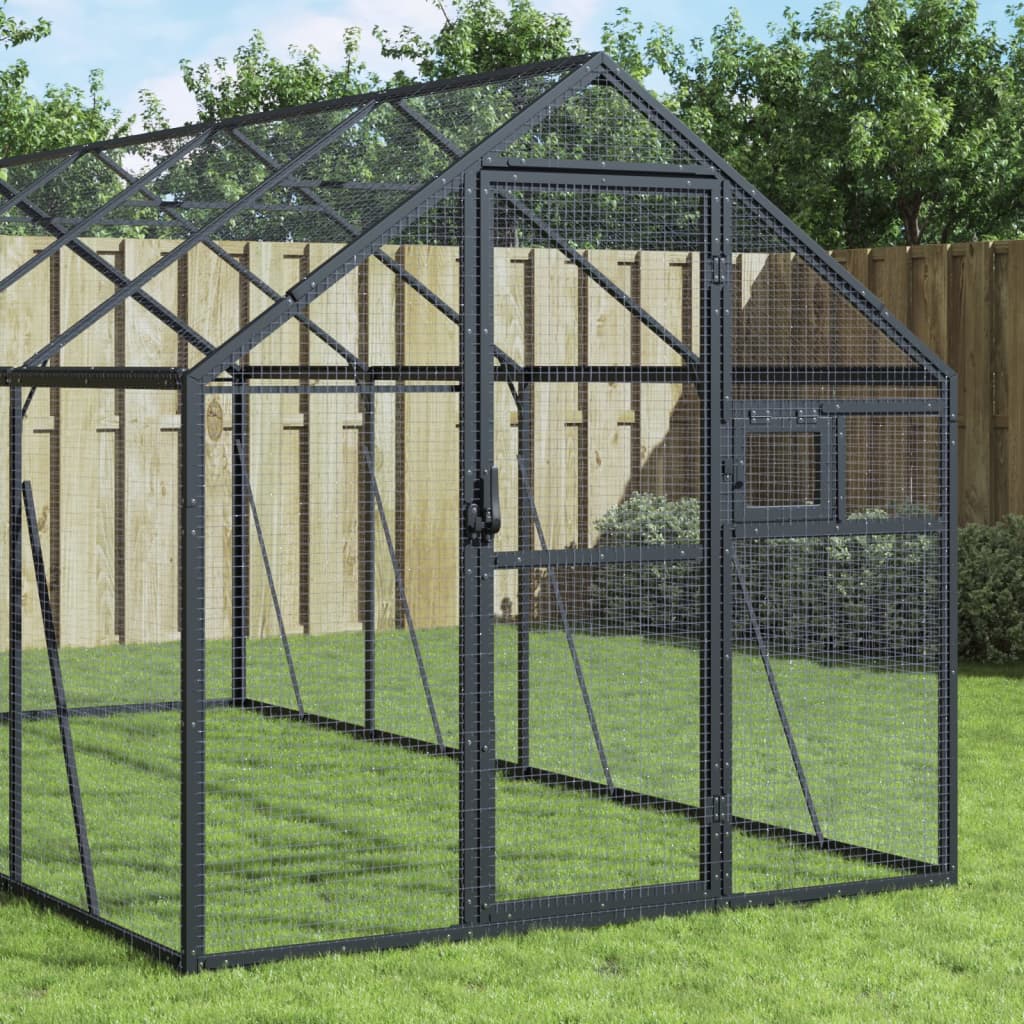 Fuglehus antrasitt 1,79x4x1,85 m aluminium