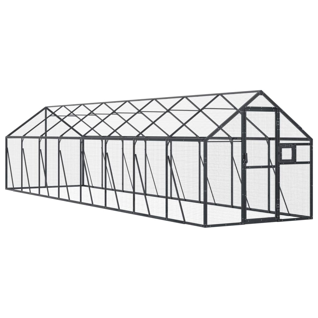 Fuglehus antrasitt 1,79x8x1,85 m aluminium