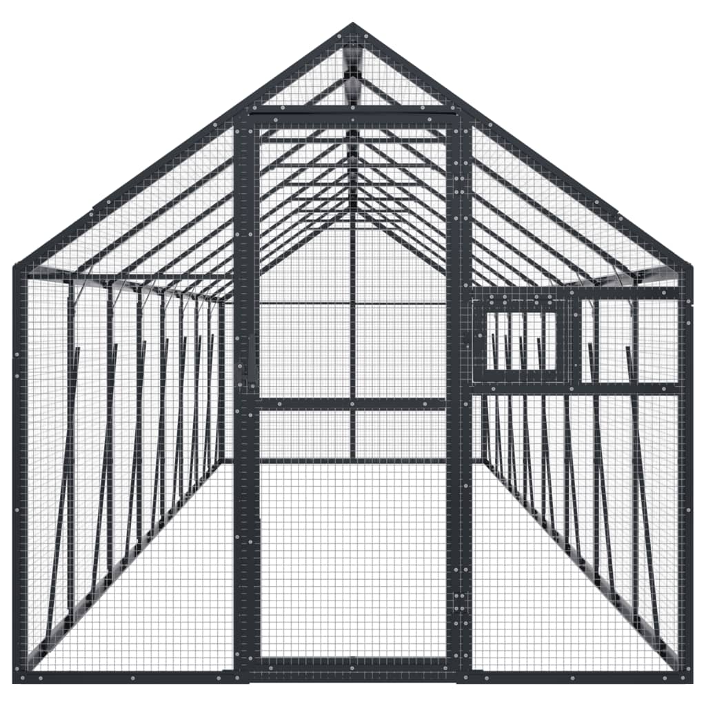 Fuglehus antrasitt 1,79x8x1,85 m aluminium