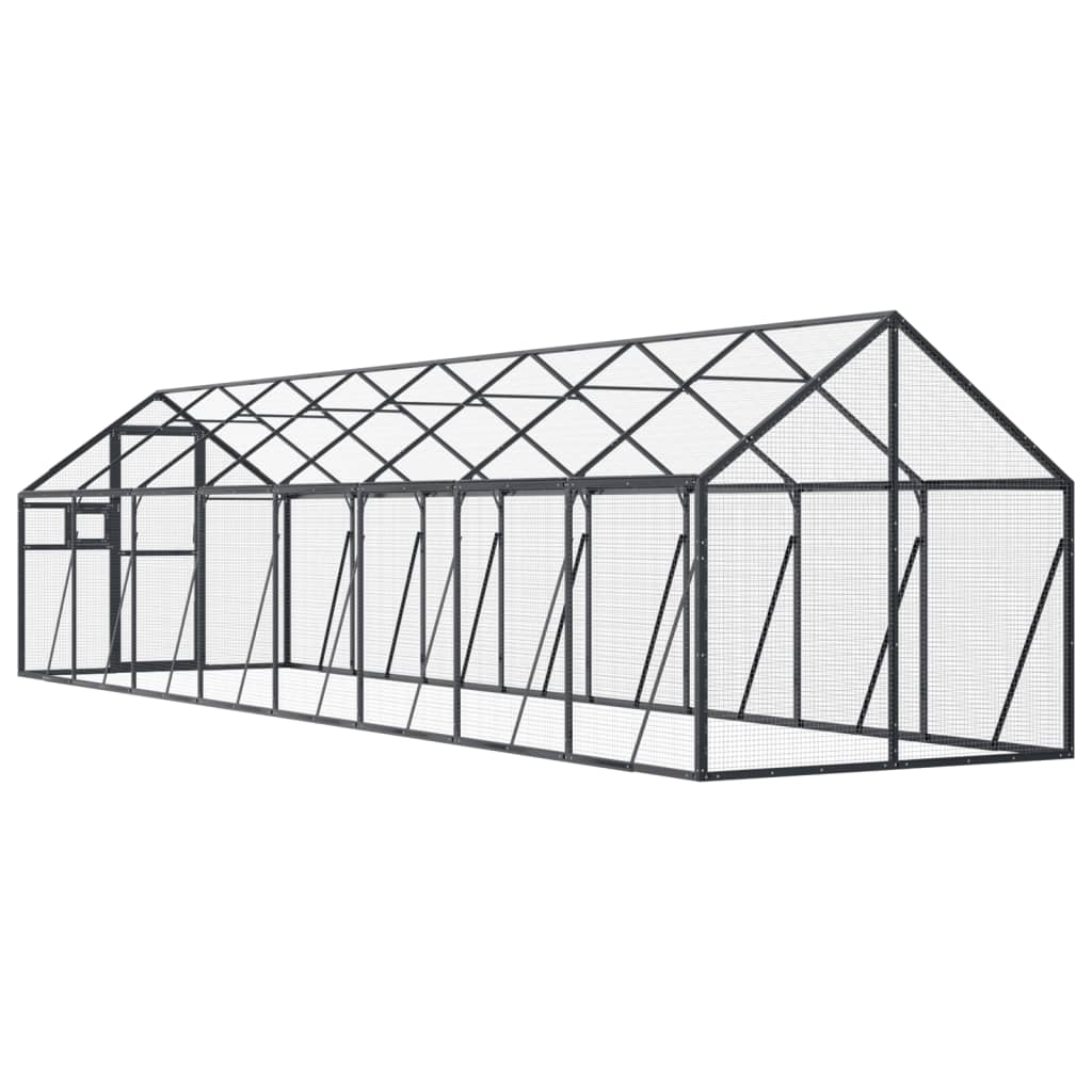 Fuglehus antrasitt 1,79x8x1,85 m aluminium