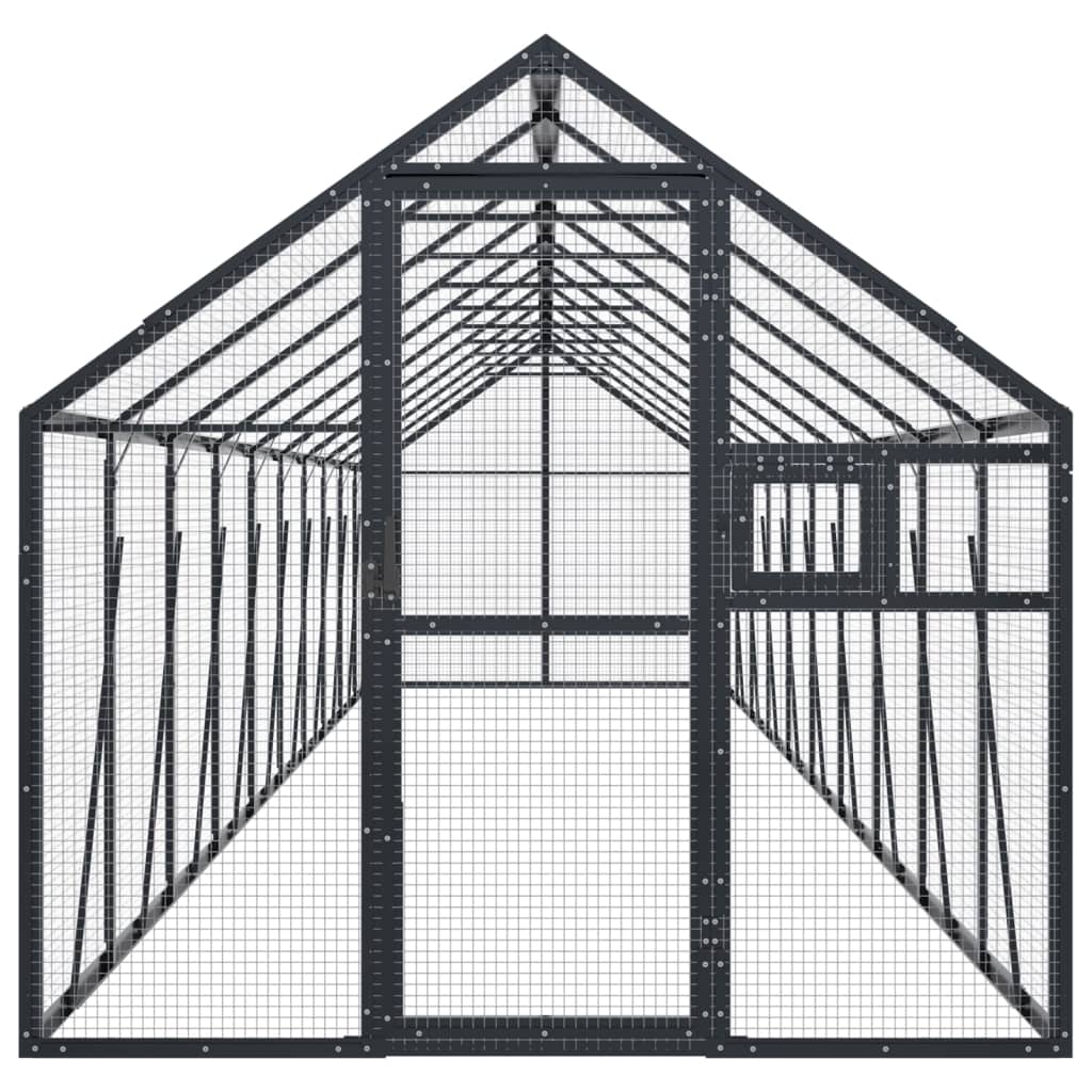 Fuglehus antrasitt 1,79x10x1,85 m aluminium