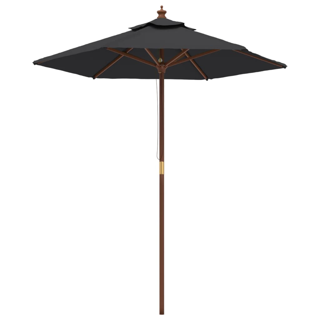Hageparasoll med trestang svart 196x231 cm