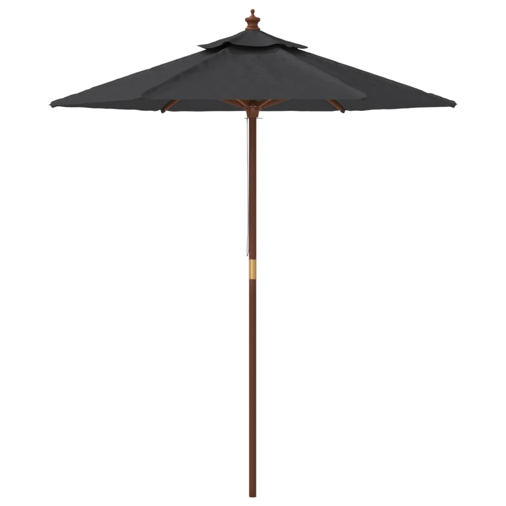 Hageparasoll med trestang svart 196x231 cm