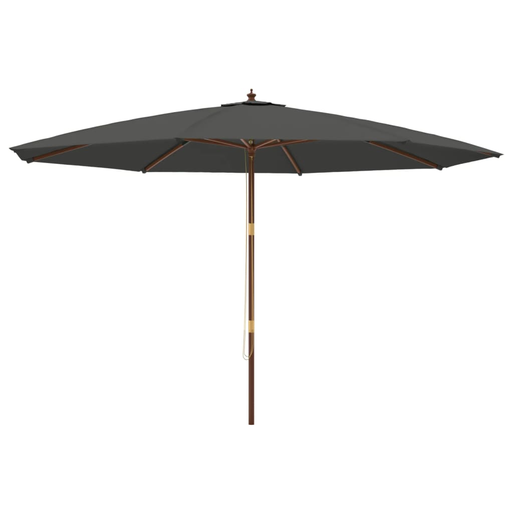 Hageparasoll med trestang antrasitt 400x273 cm