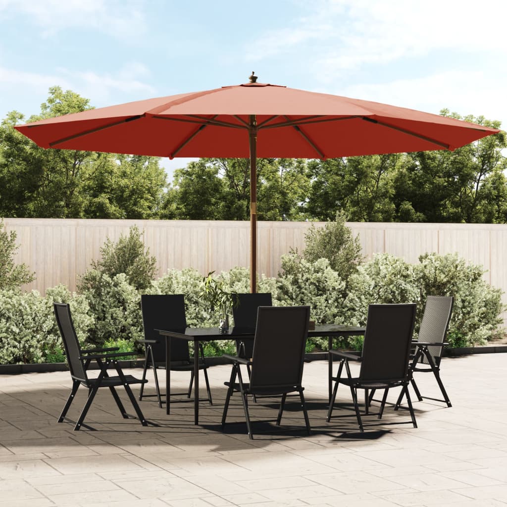 Hageparasoll med trestang terrakotta 400x273 cm