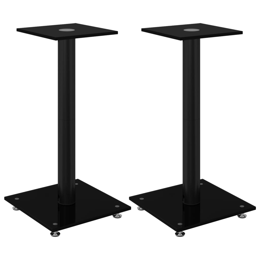 Høyttalerstativer 2 stk svart herdet glass 1 søyledesign