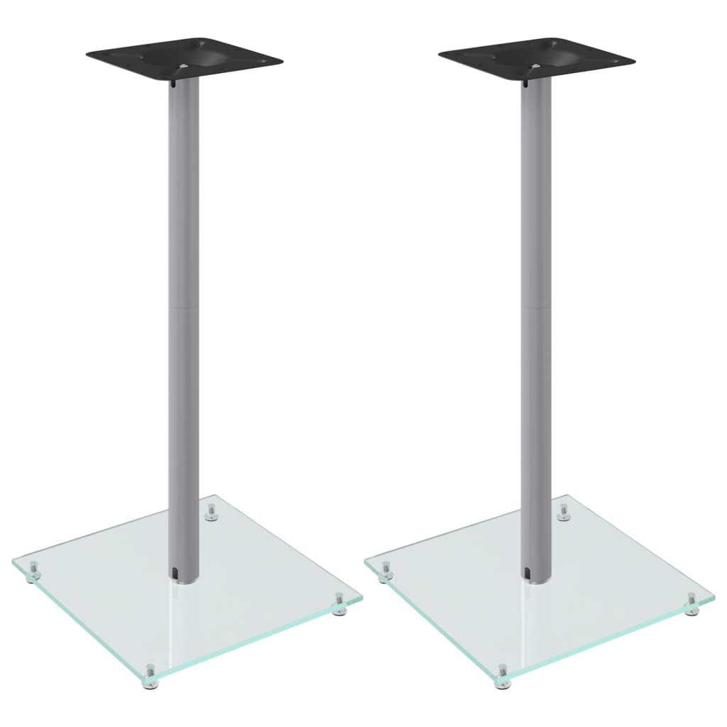 Høyttalerstativer 2 stk sølv herdet glass 1 søyledesign