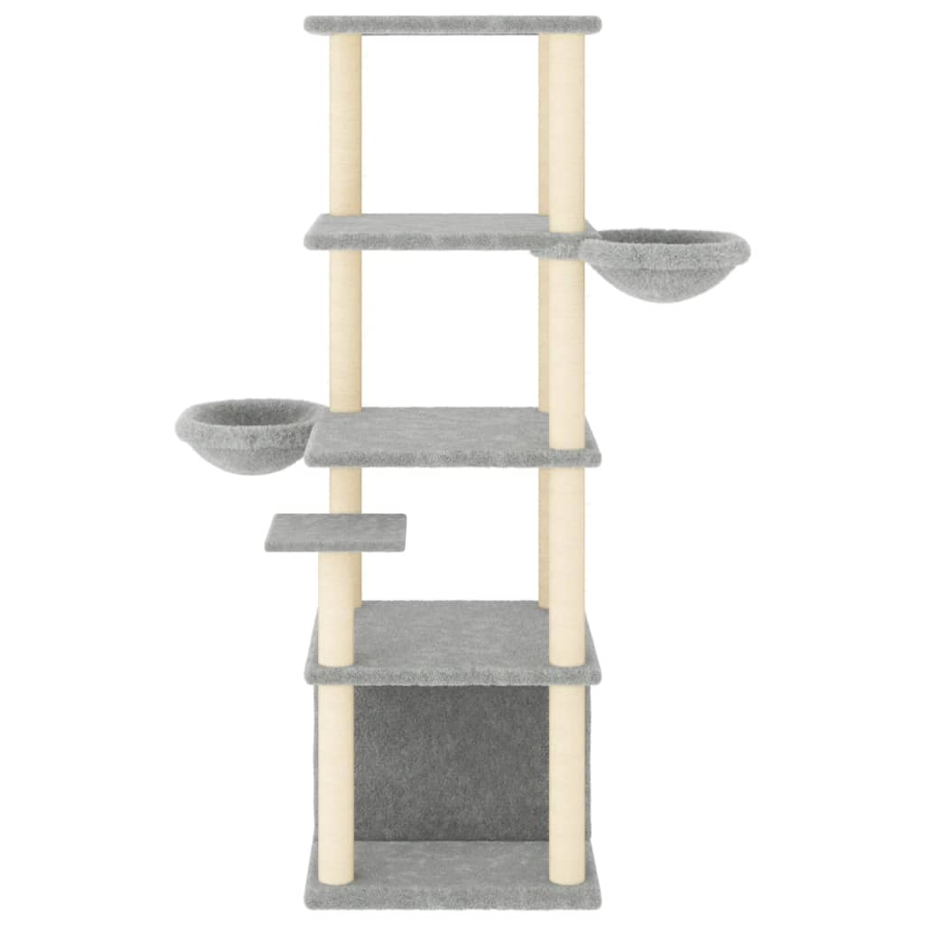 Kattetre med klorestolper i sisal lysegrå 147 cm