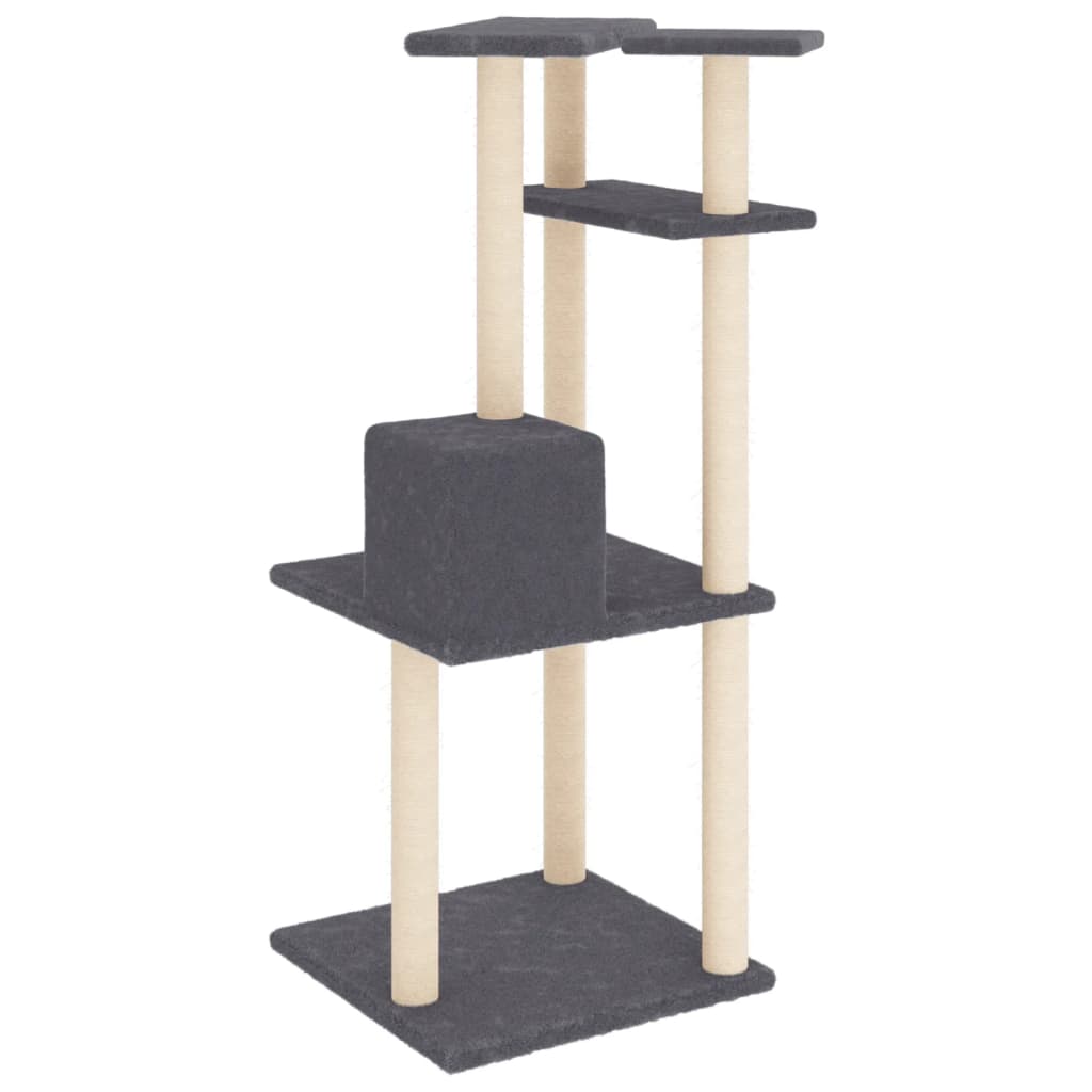 Kattetre med klorestolper i sisal mørkegrå 123 cm