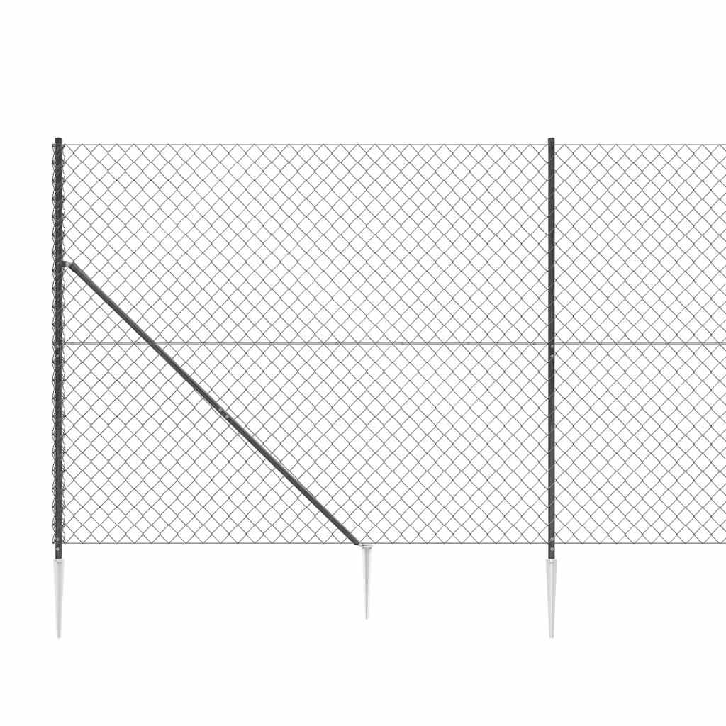 Nettinggjerde med stolpespyd 2,2x25 m antrasitt vidaXL
