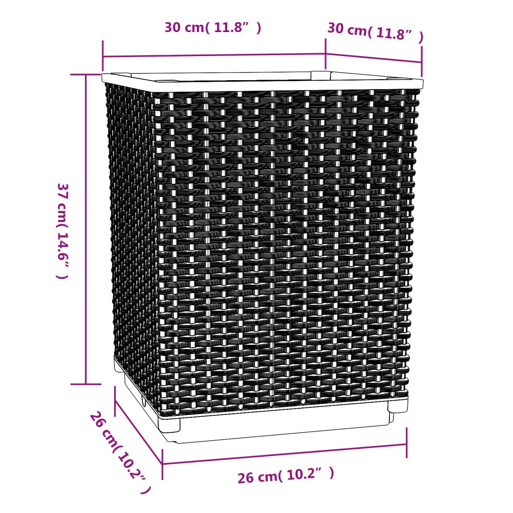 Plantekasser 4 stk brun 30x30x37 cm polypropylen