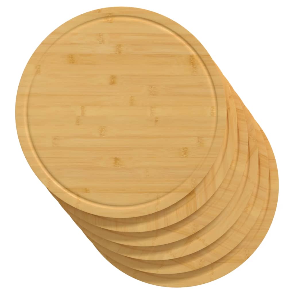Skjærebrett 6 stk Ø40x1,5 cm bambus
