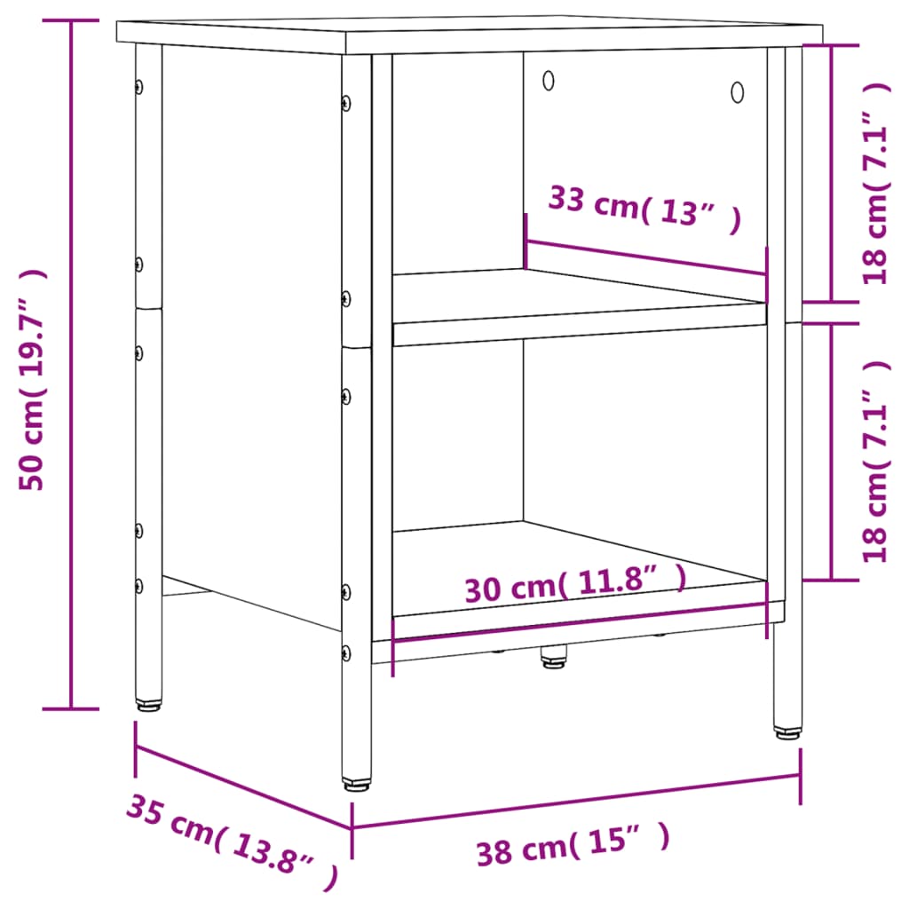 Skoskap røkt eik 38x35x50 cm konstruert tre