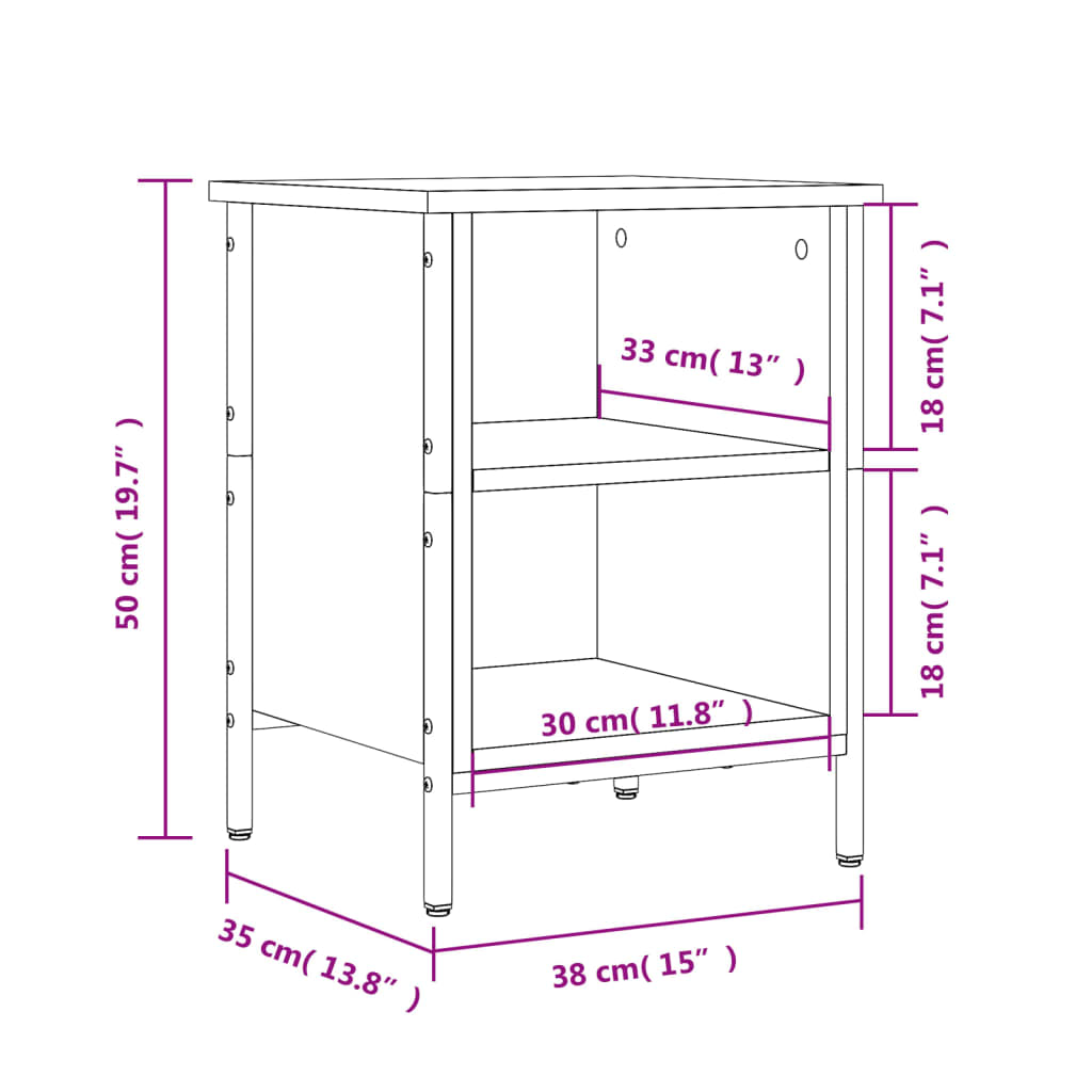 Skoskap brun eik 38x35x50 cm konstruert tre
