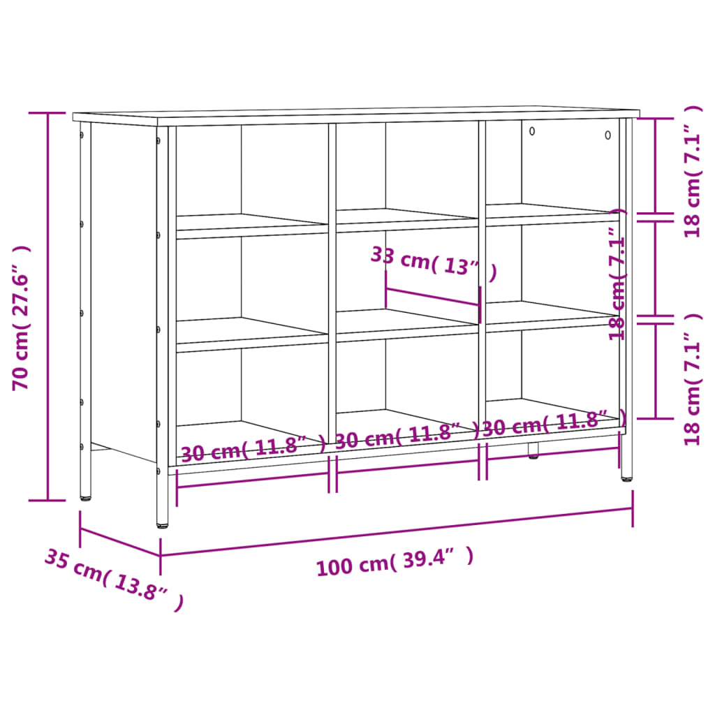 Skoskap røkt eik 100x35x70 cm konstruert tre