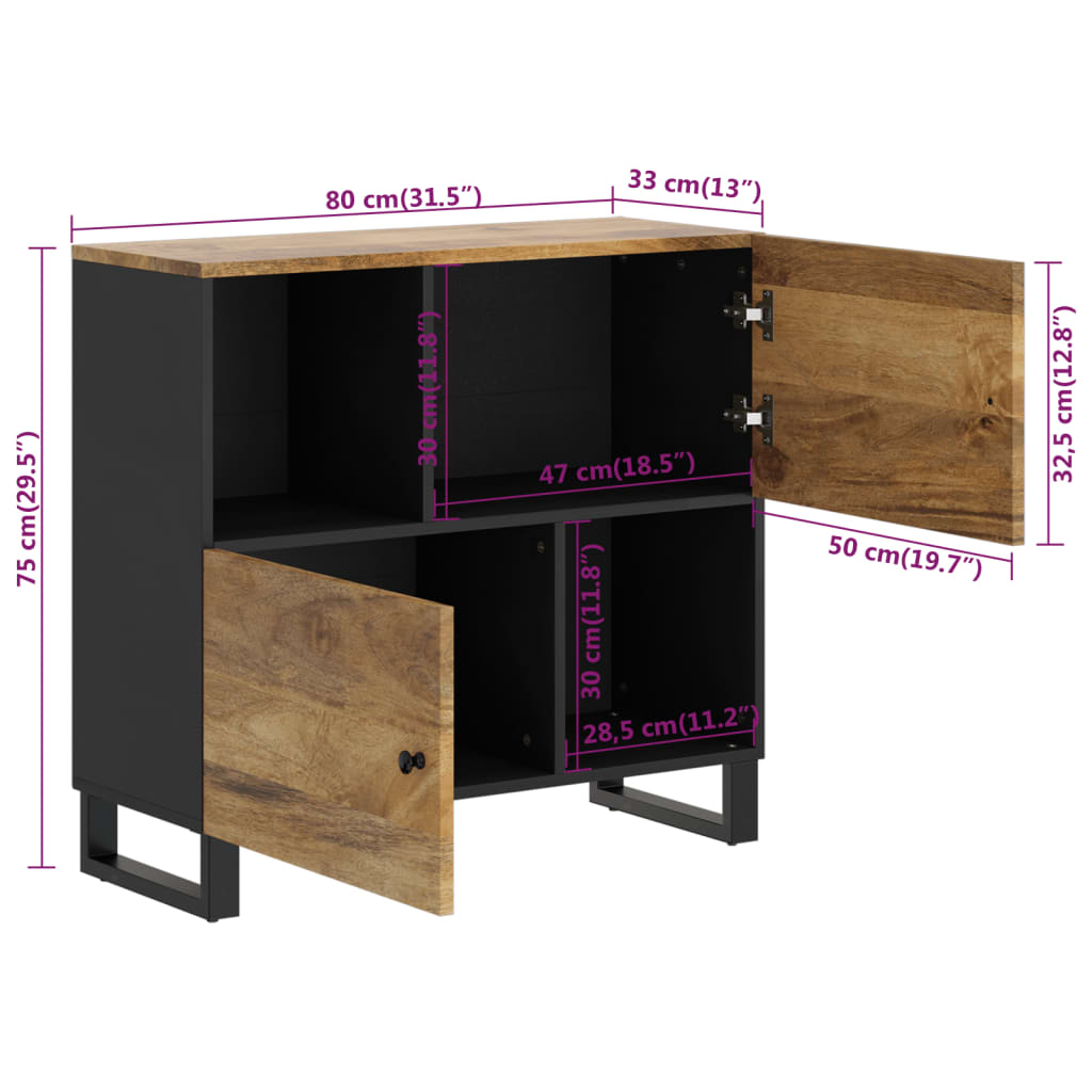 Skjenk med 2 dører 80x33x75 cm heltre mango