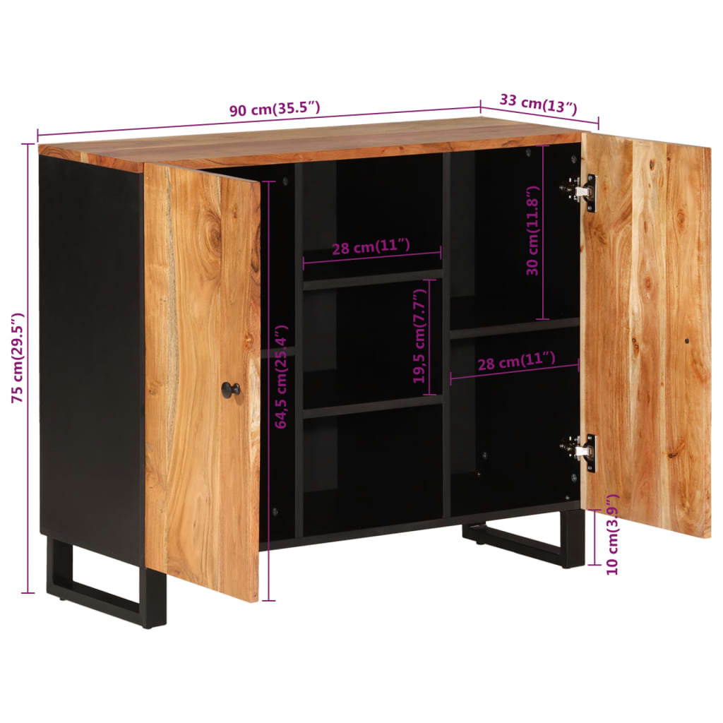 Skjenk med 2 dører 90x33x75 cm heltre akasie