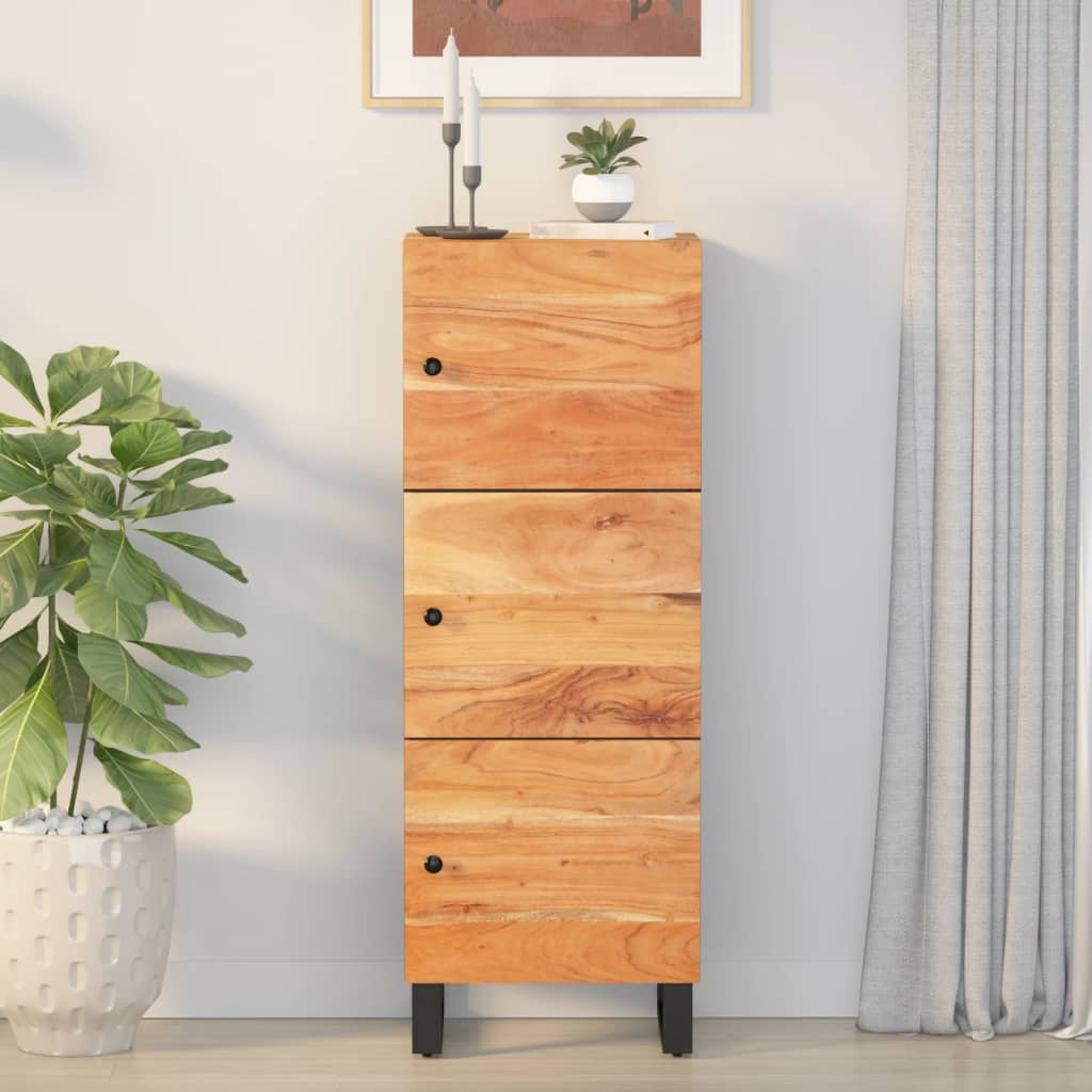 Highboard med 3 dører 40x33x110 cm heltre akasie og jern