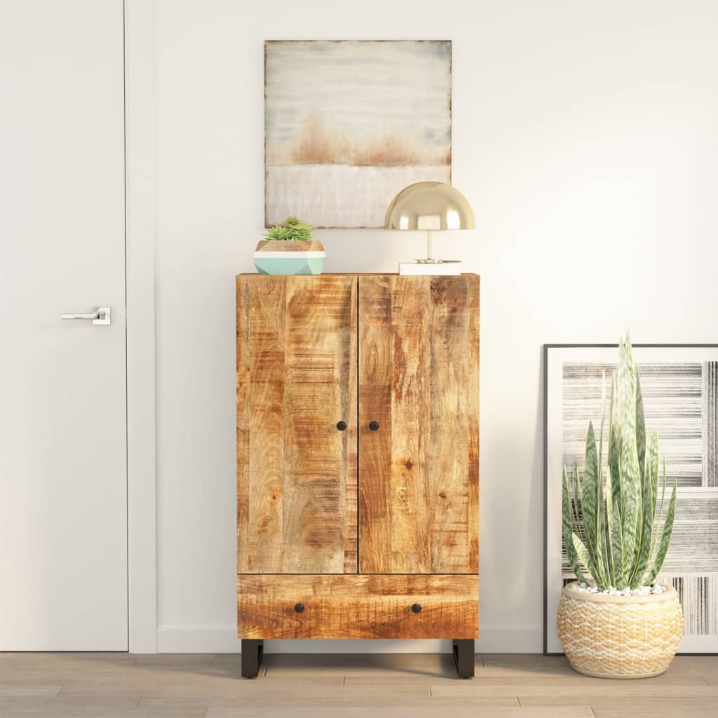 Highboard med skuff 60x33x100 cm heltre mango og jern