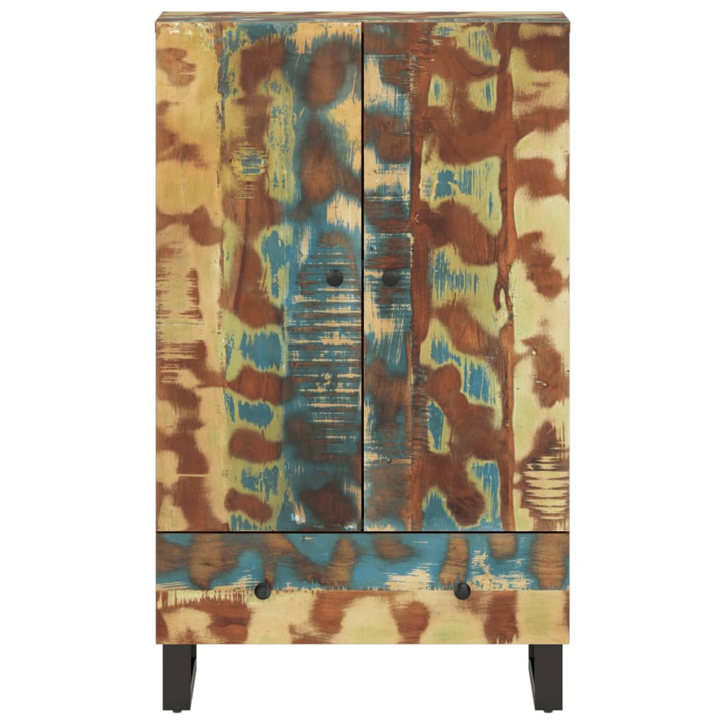 Highboard med skuff 60x33x100 cm gjenvunnet heltre og jern