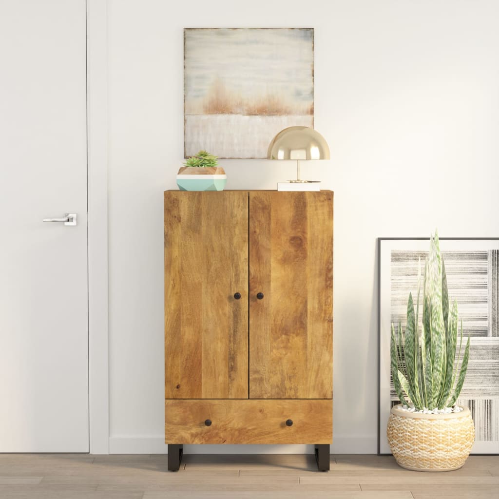 Highboard med skuff 60x33x100 cm heltre mango og jern