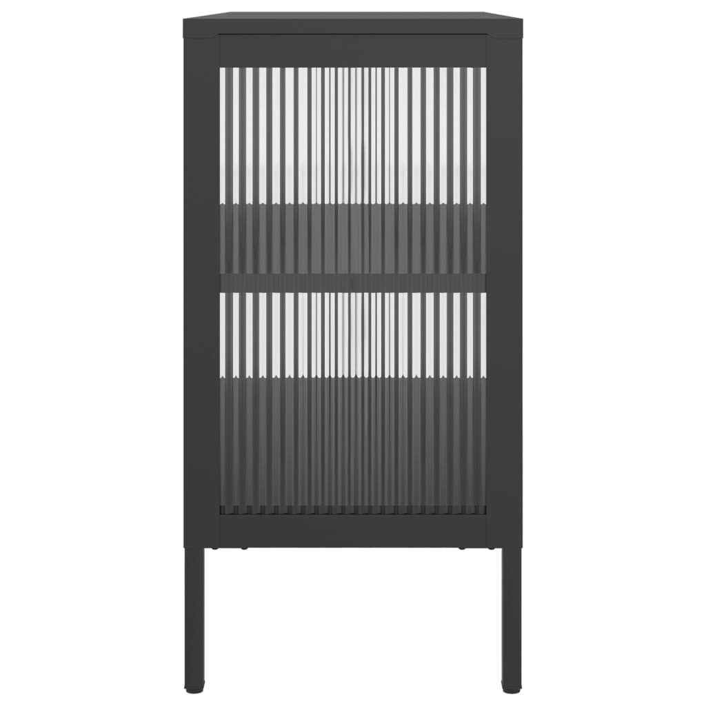 Skjenk svart 70x35x70 cm glass og stål