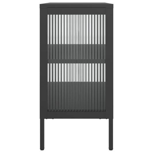 Skjenk svart 70x35x70 cm glass og stål