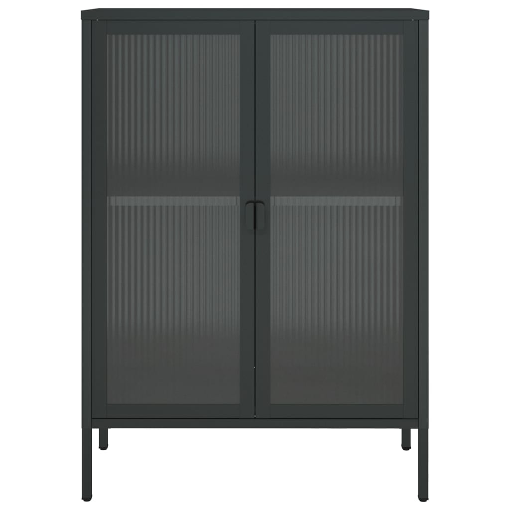 Skjenk svart 75x35x105 cm glass og stål