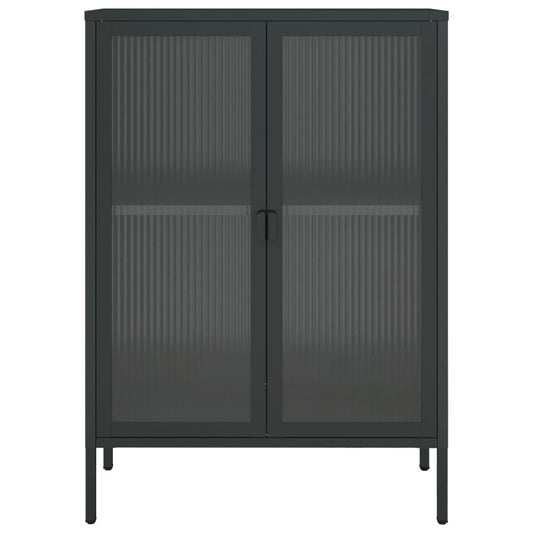 Skjenk svart 75x35x105 cm glass og stål