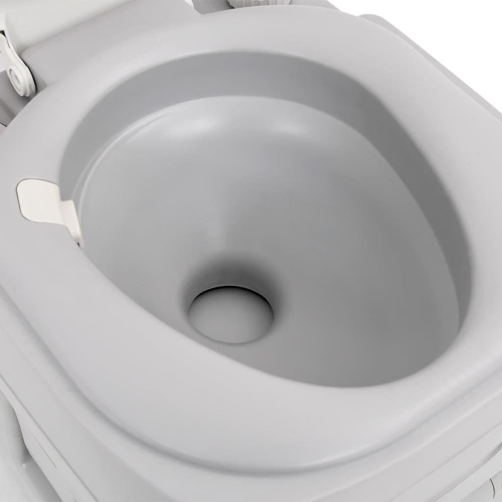 Bærbart campingtoalett grå og hvit 22+12 L HDPE vidaXL