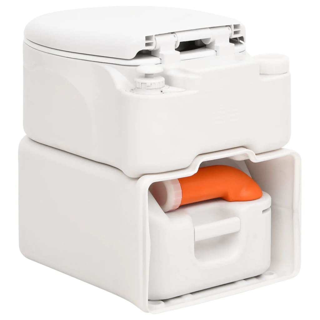 Integrert campingtoalett hvit 24+17 L HDPE og emalje vidaXL