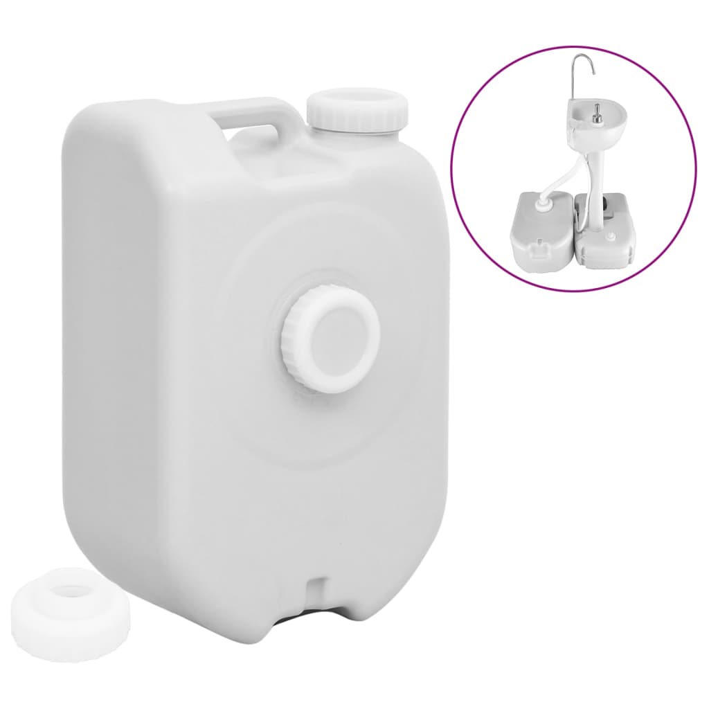 Bærbar vanntank med adapter 24 L grå vidaXL