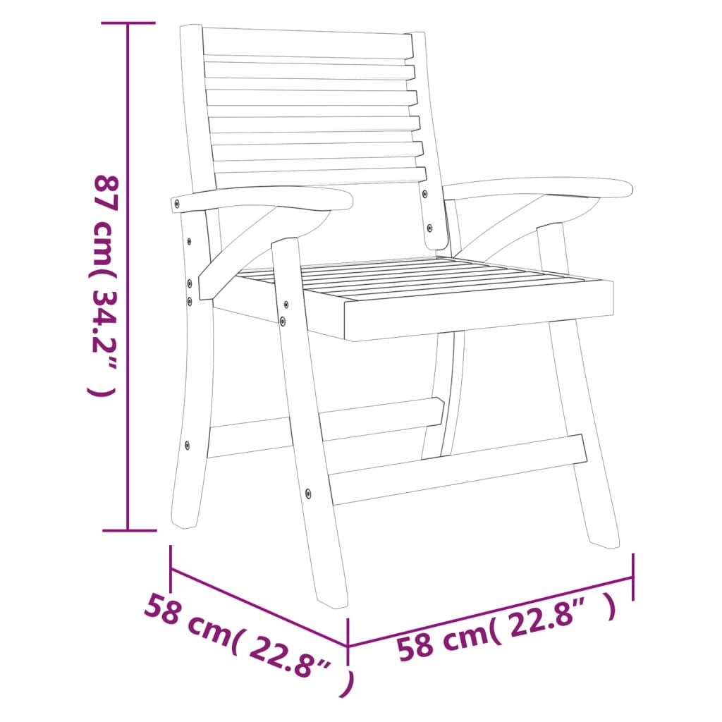 Hagestoler 4 stk 58x58x87 cm heltre akasie